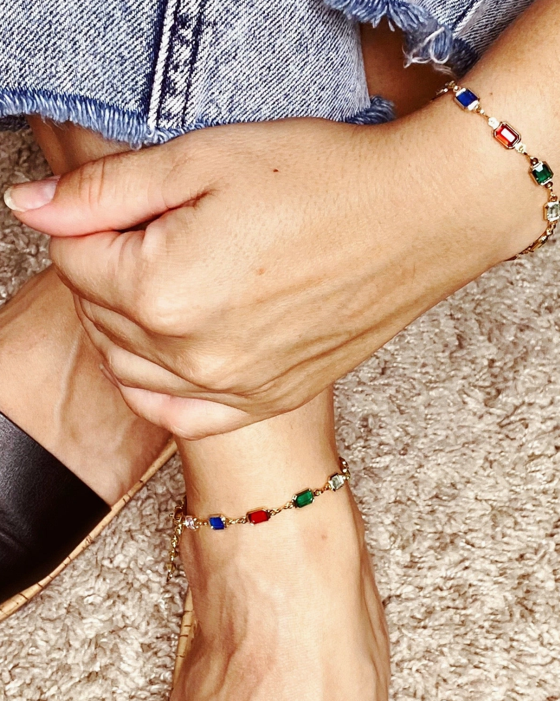 18k Gold Filled Multicolor Anklet 2