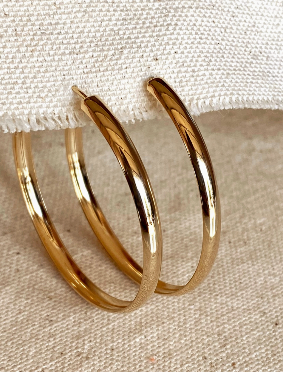 18k Gold Filled 50mm Hollow Continuous Hoop