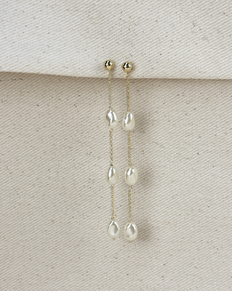 18k Gold Filled Spaced Baroque Pearl Drop