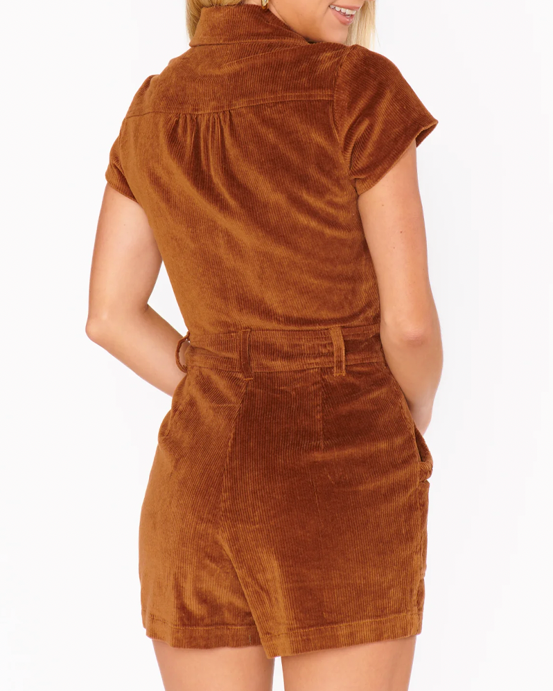 Outlaw Romper Saddle Brown Corduroy