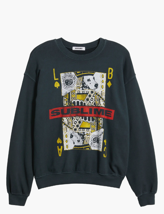 Sublime Playing Card Graphic Sweatshirt in Vintage Black