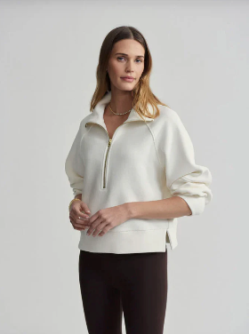 Milano Half Zip Sweat - Ivory