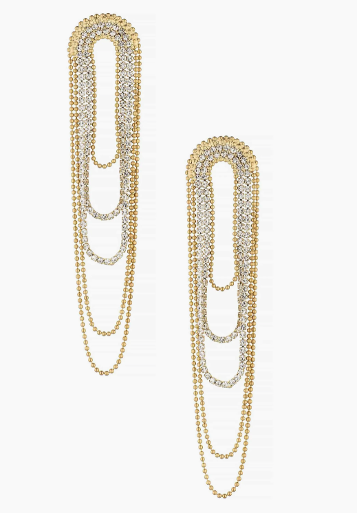 Crystal and 18k Gold Plated Looped Chain Earrings