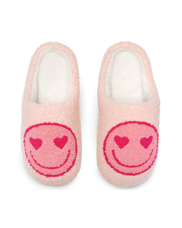 Indoor / Outdoor Slippers - Heart Eyes Happy Faces - Pink