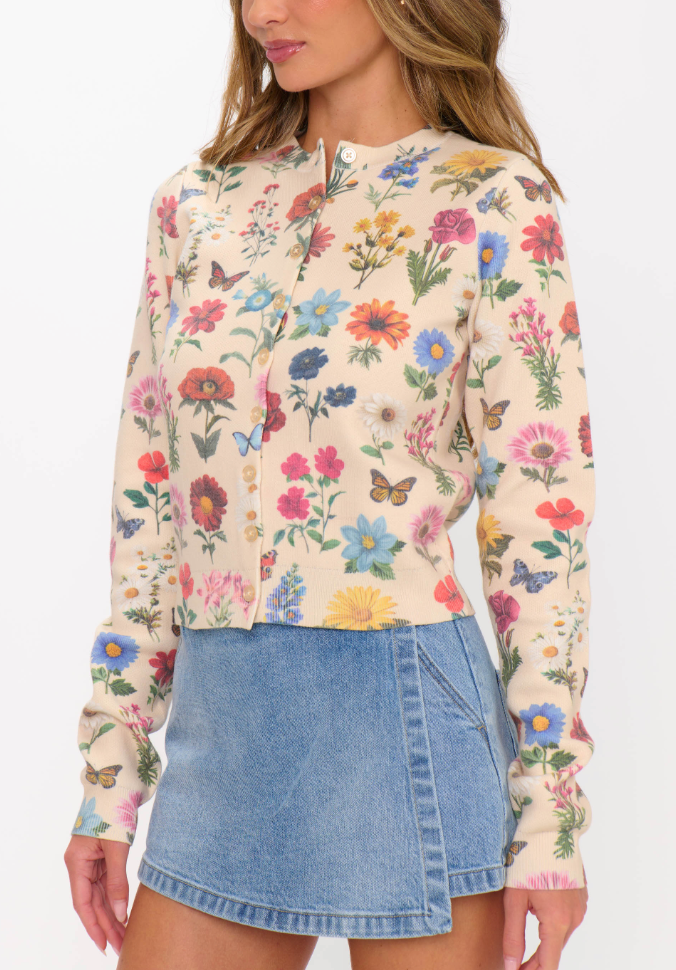 Cafe Cardigan - French Floral Knit