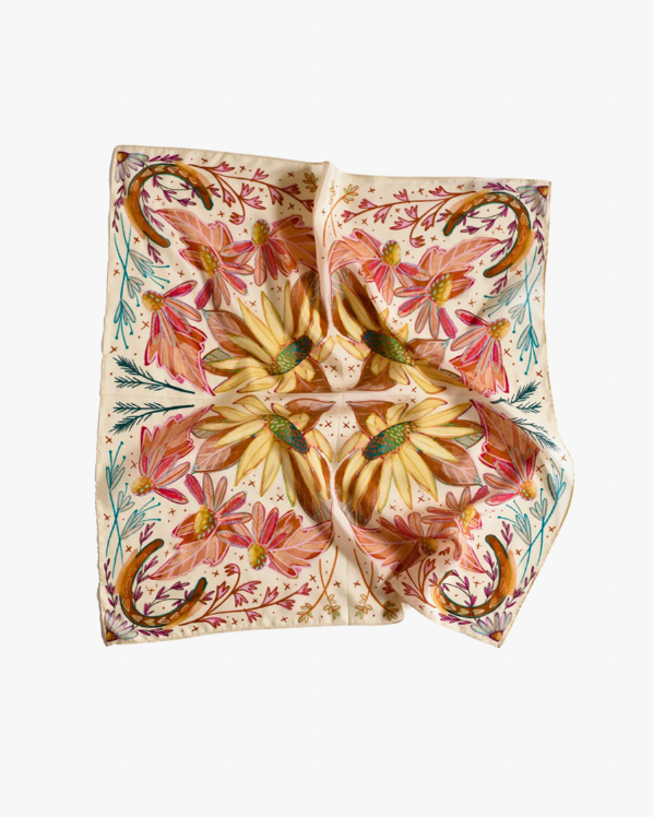 Lucky Wildflowers Large 35x35: Cowgirl Western Scarf Wild Rag