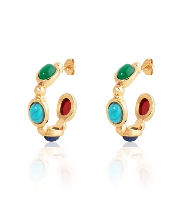 GEMSTONE GOLD PLATED STUD EARRINGS
