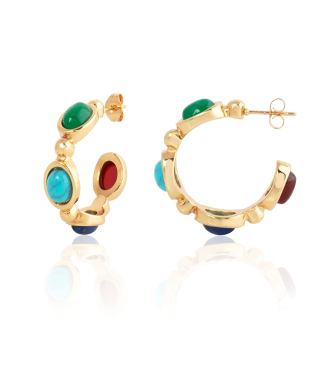 GEMSTONE GOLD PLATED STUD EARRINGS