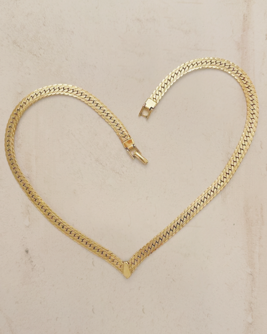 Vintage Gold Toned V Shaped Necklace