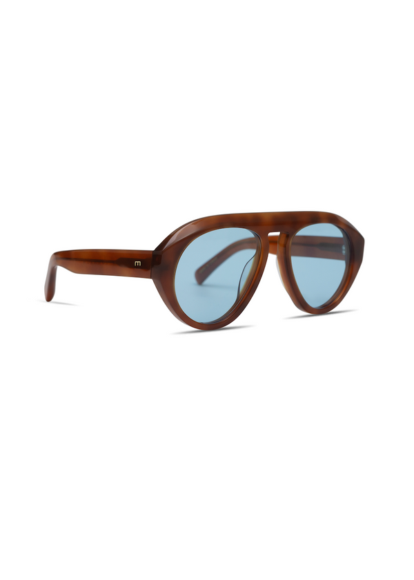 Val in Light Brown Tortoise Blue Lens