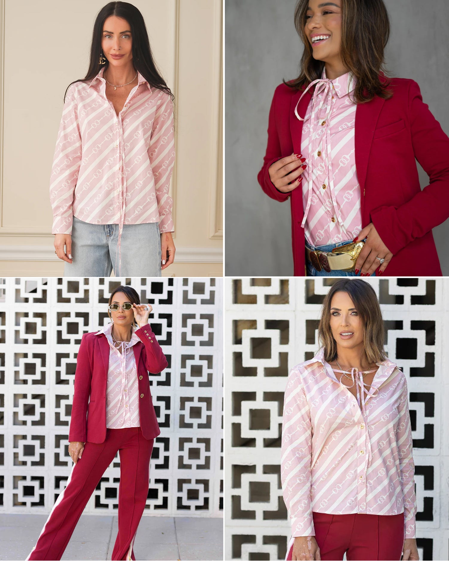 Secretariat Poplin Shirt - Horsebit (Dusty Rose)