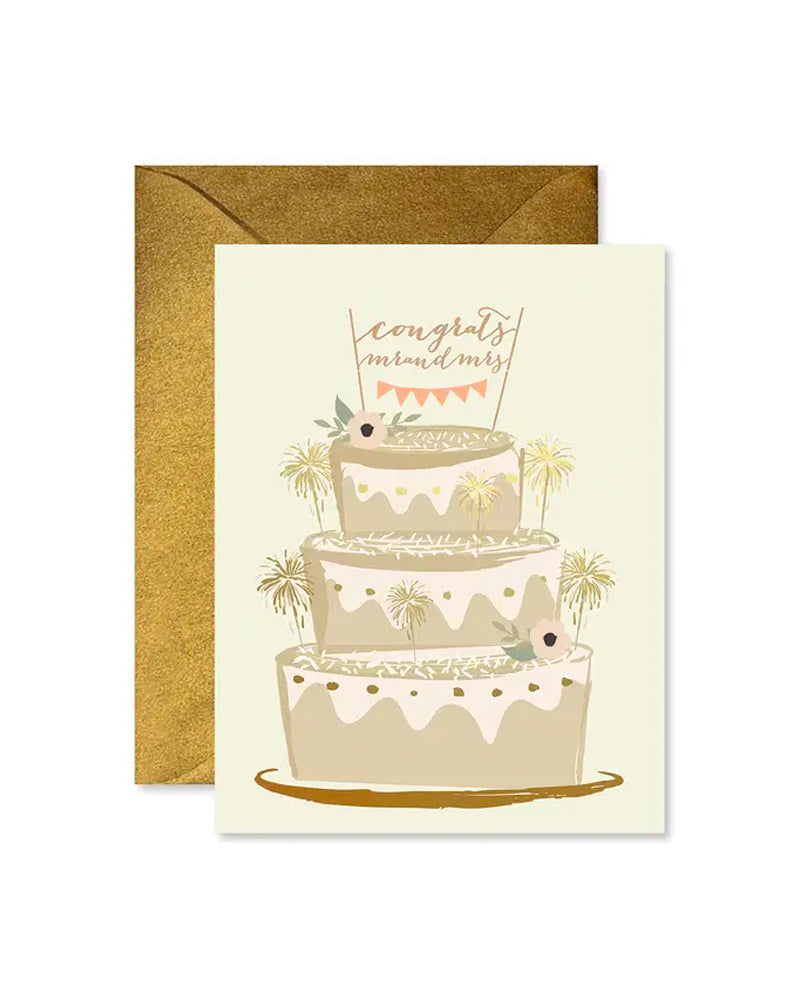 Sparkler Cake Wedding Greeting Card