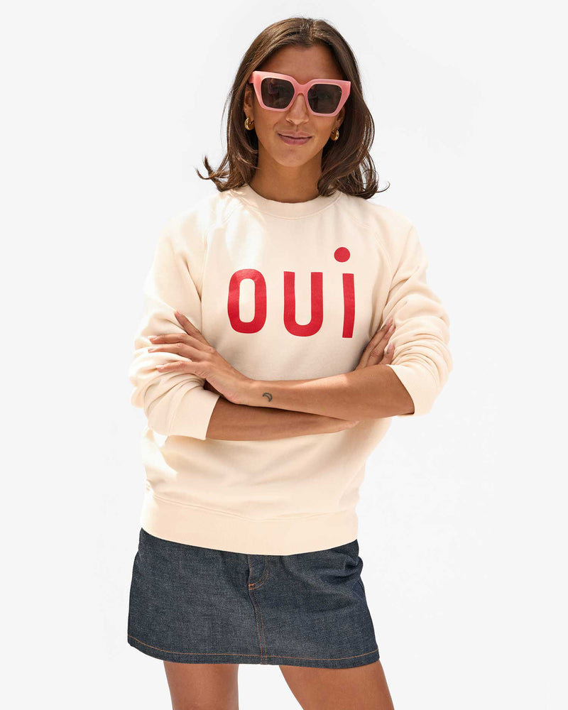 Sweatshirt Cream w/ Bright Poppy Oui