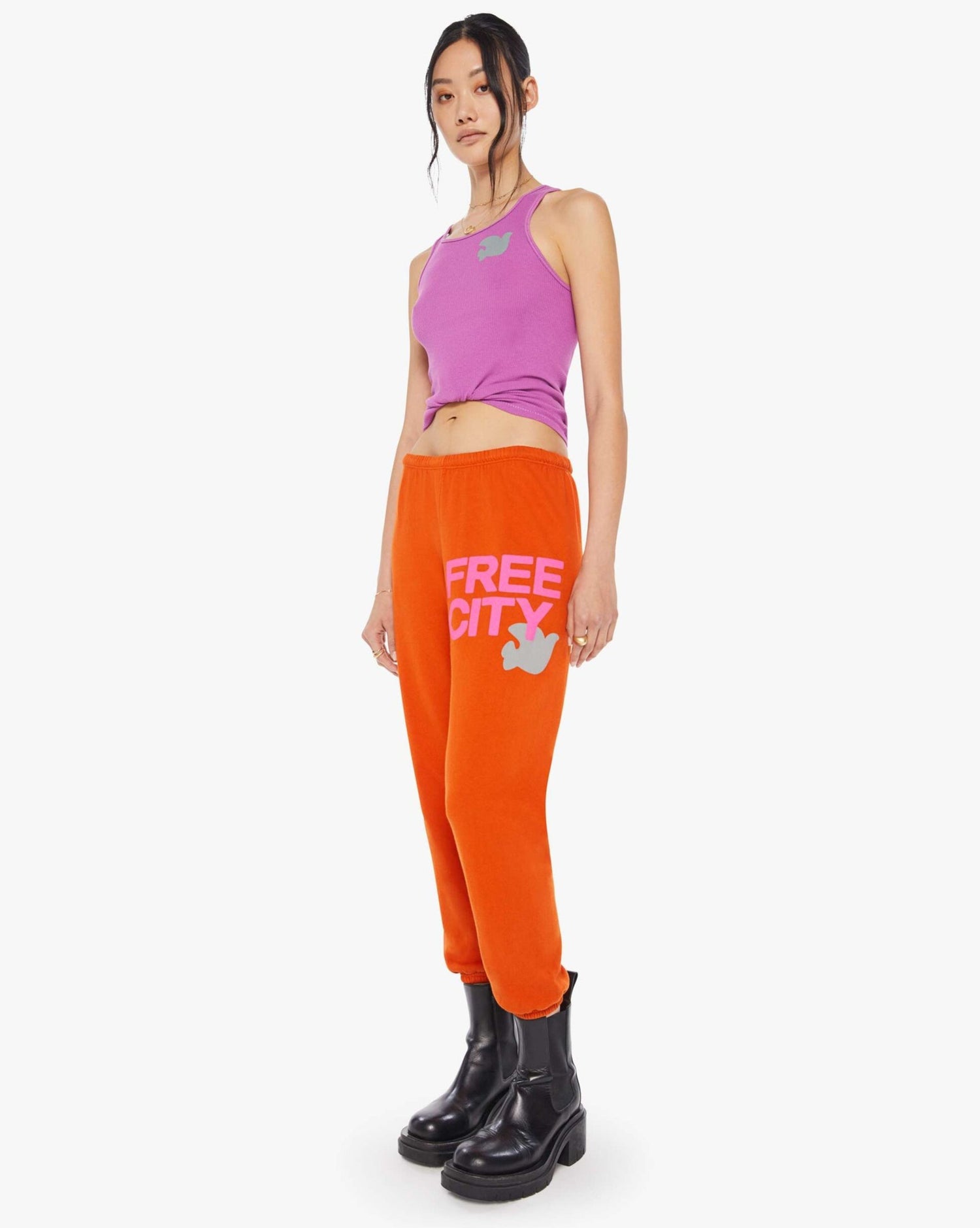 FREECITYlarge sweatpant - orange plant