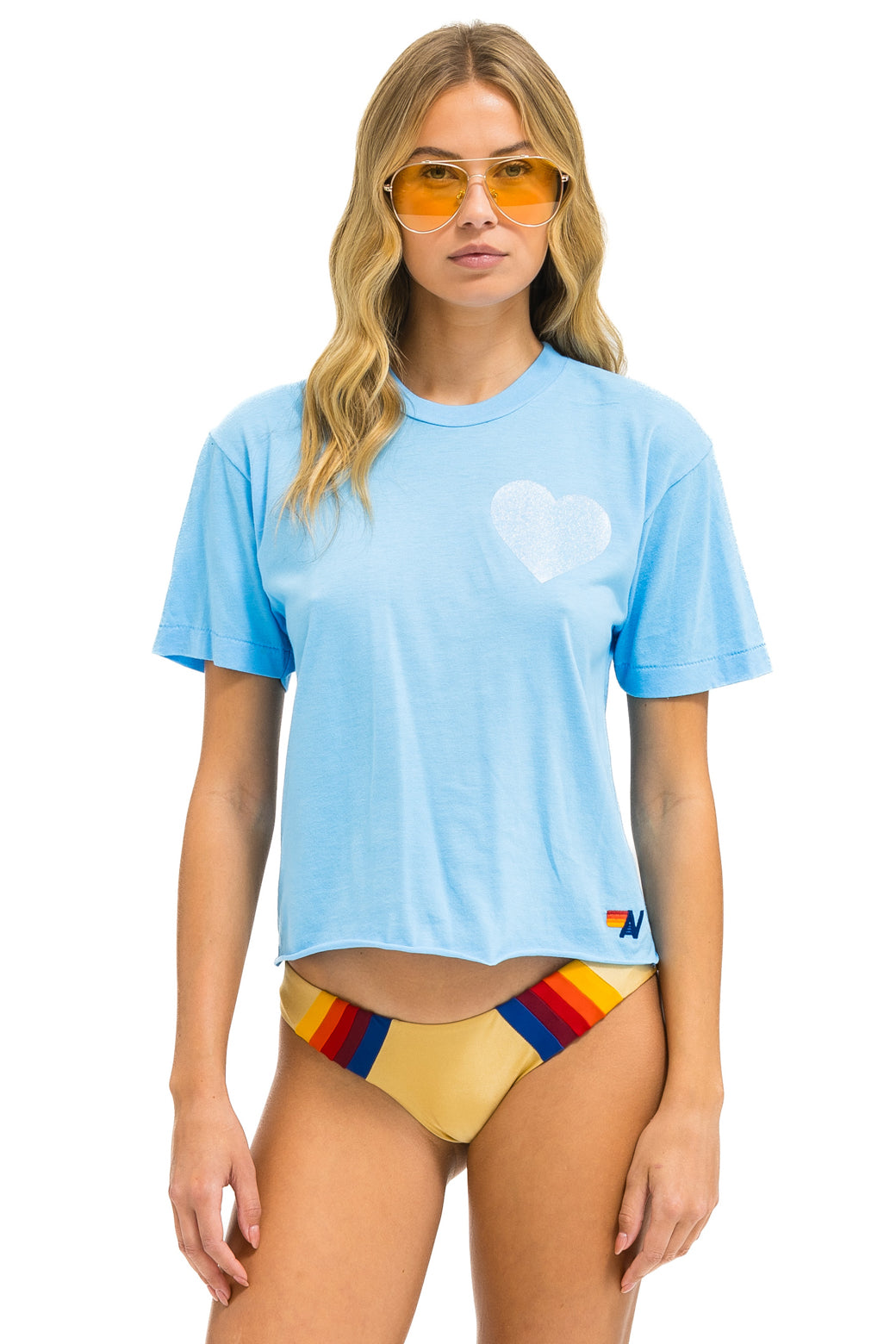 GLITTER HEART BOYFRIEND TEE - SKY // BLUE