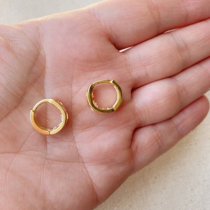 18k Gold Filled Huggie Cz Hoop Earrings