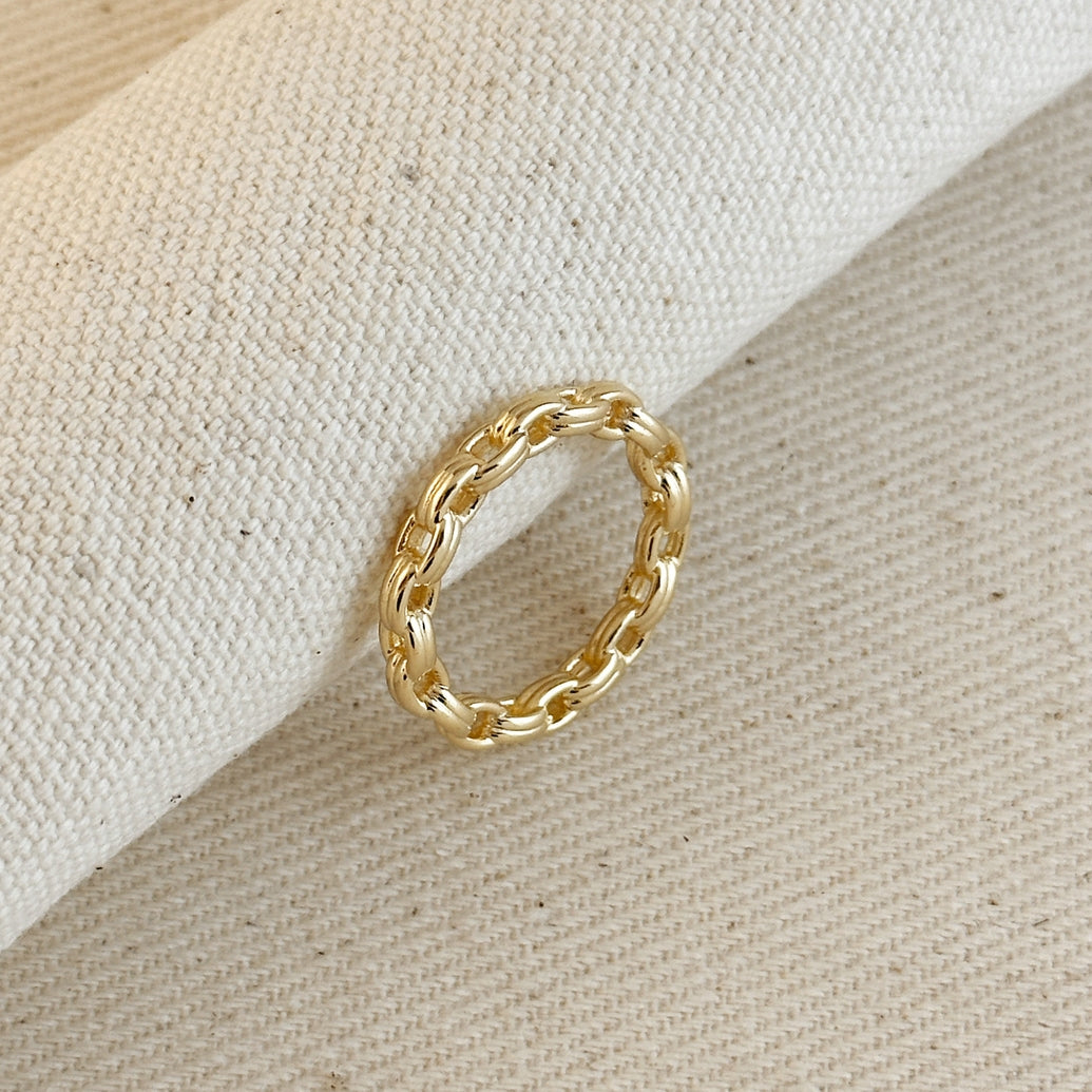 18k Gold Filled Double Link Chain Band Ring