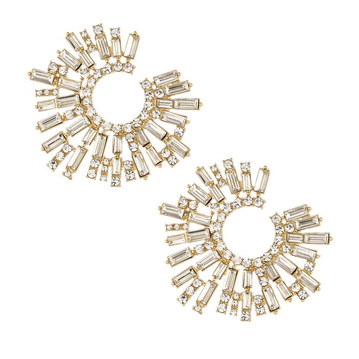 Opulent Crystal Stardust 18k Gold Plated Open Circle Earrings