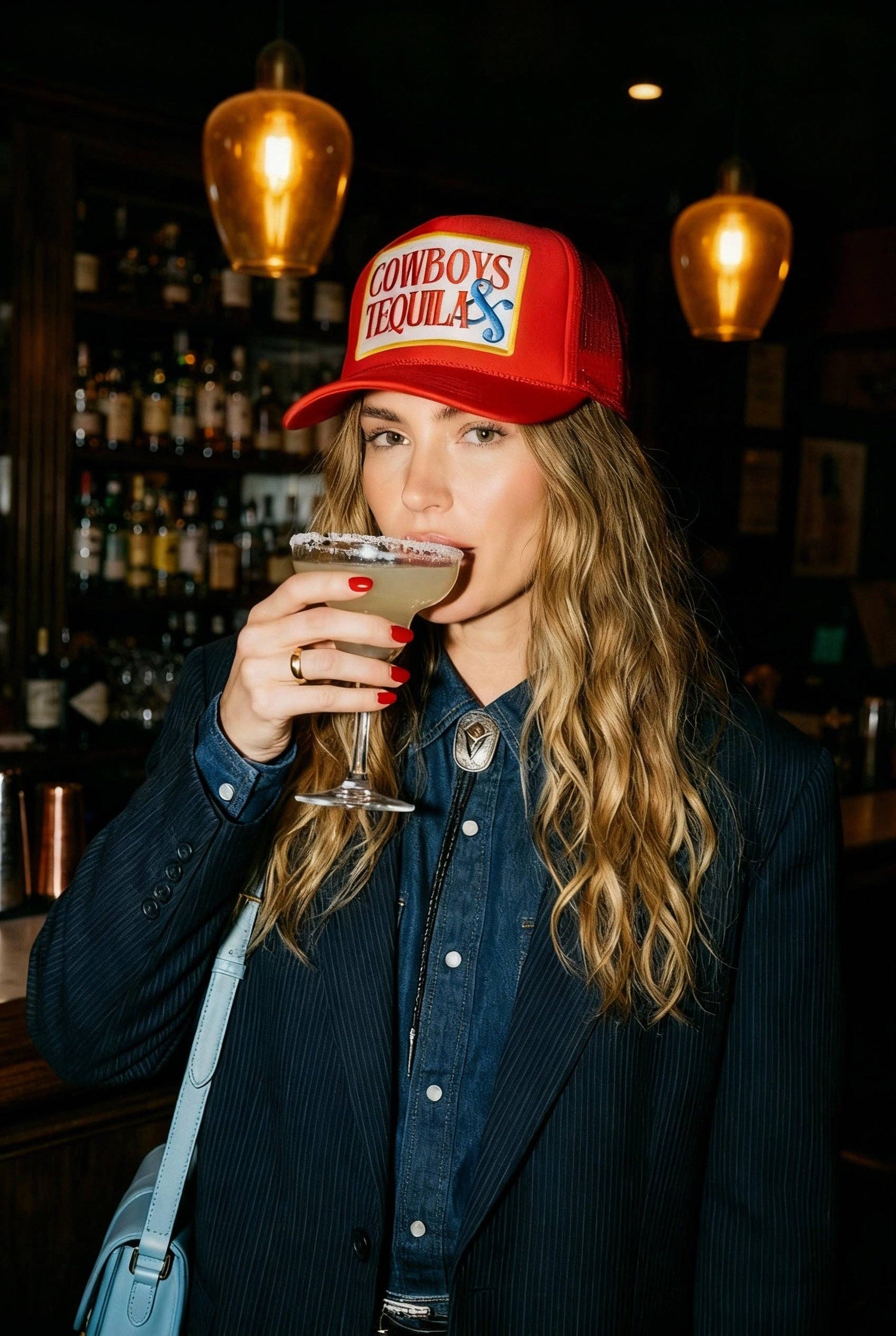 Cowboys & Tequila Trucker Hat in Red