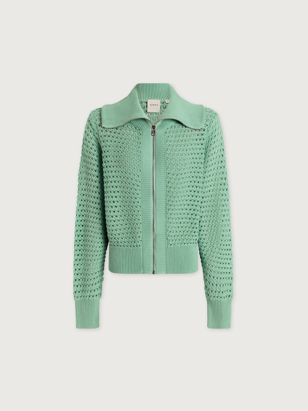 Eloise Full Zip Knit Sweater  Dusty Jade Green