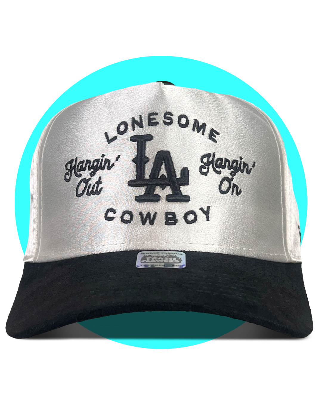 Lonesome LA Cowboy 3D Embroidered Satin Suede Snapback Hat