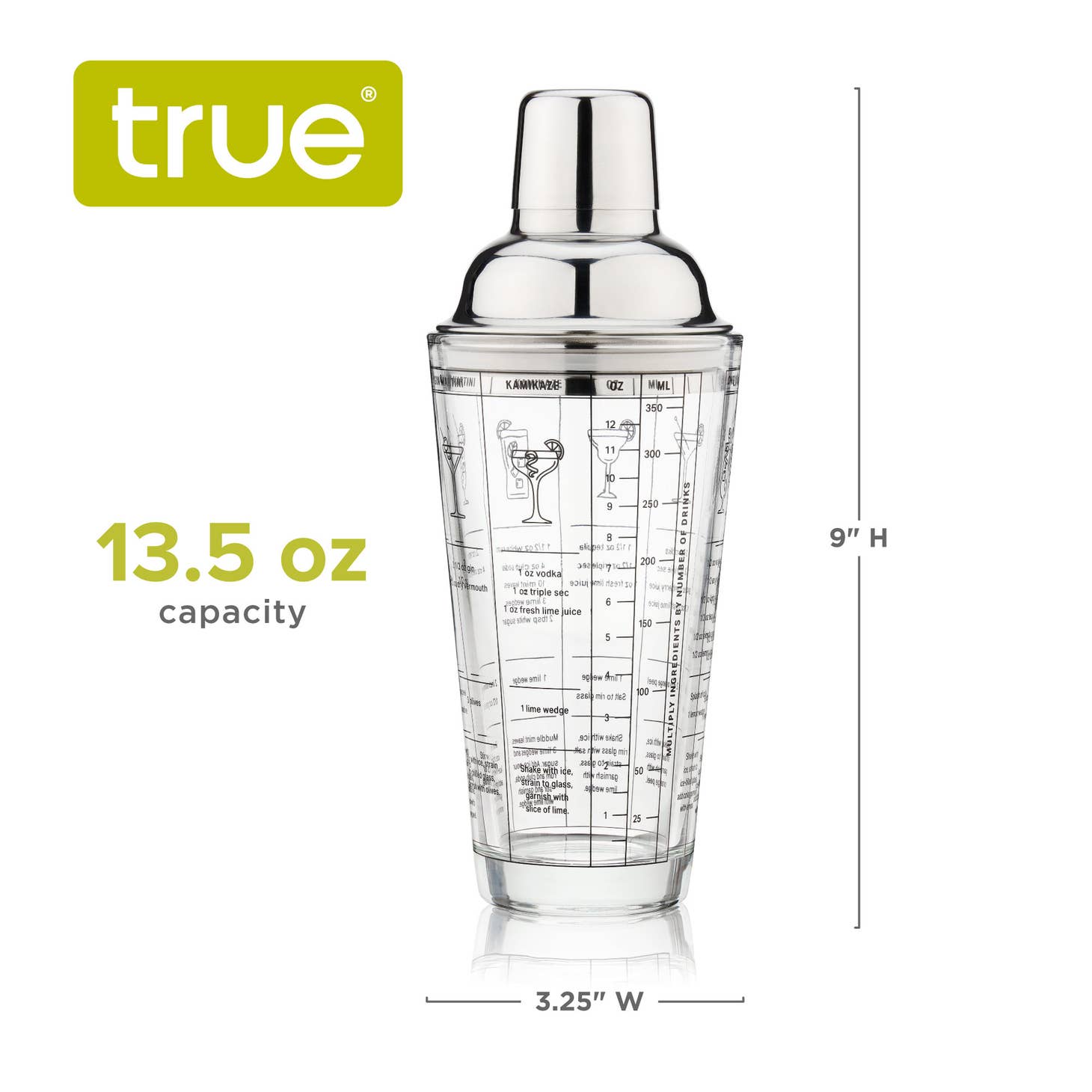 Glass Recipe Shaker By True