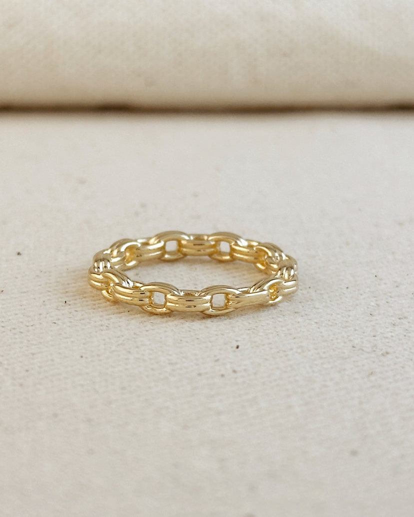 18k Gold Filled Double Link Chain Band Ring