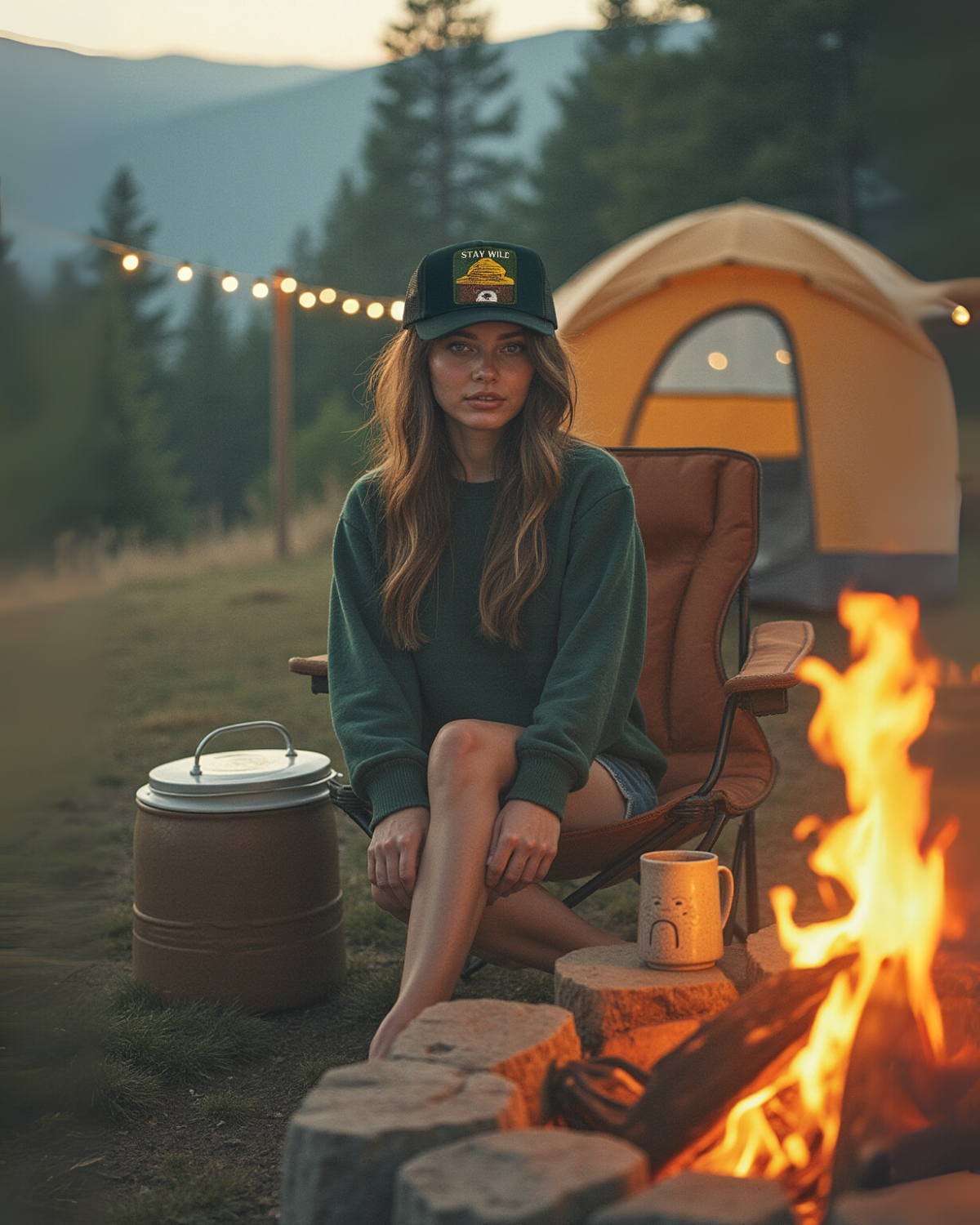 Stay Wild Trucker Hat in Deep Green