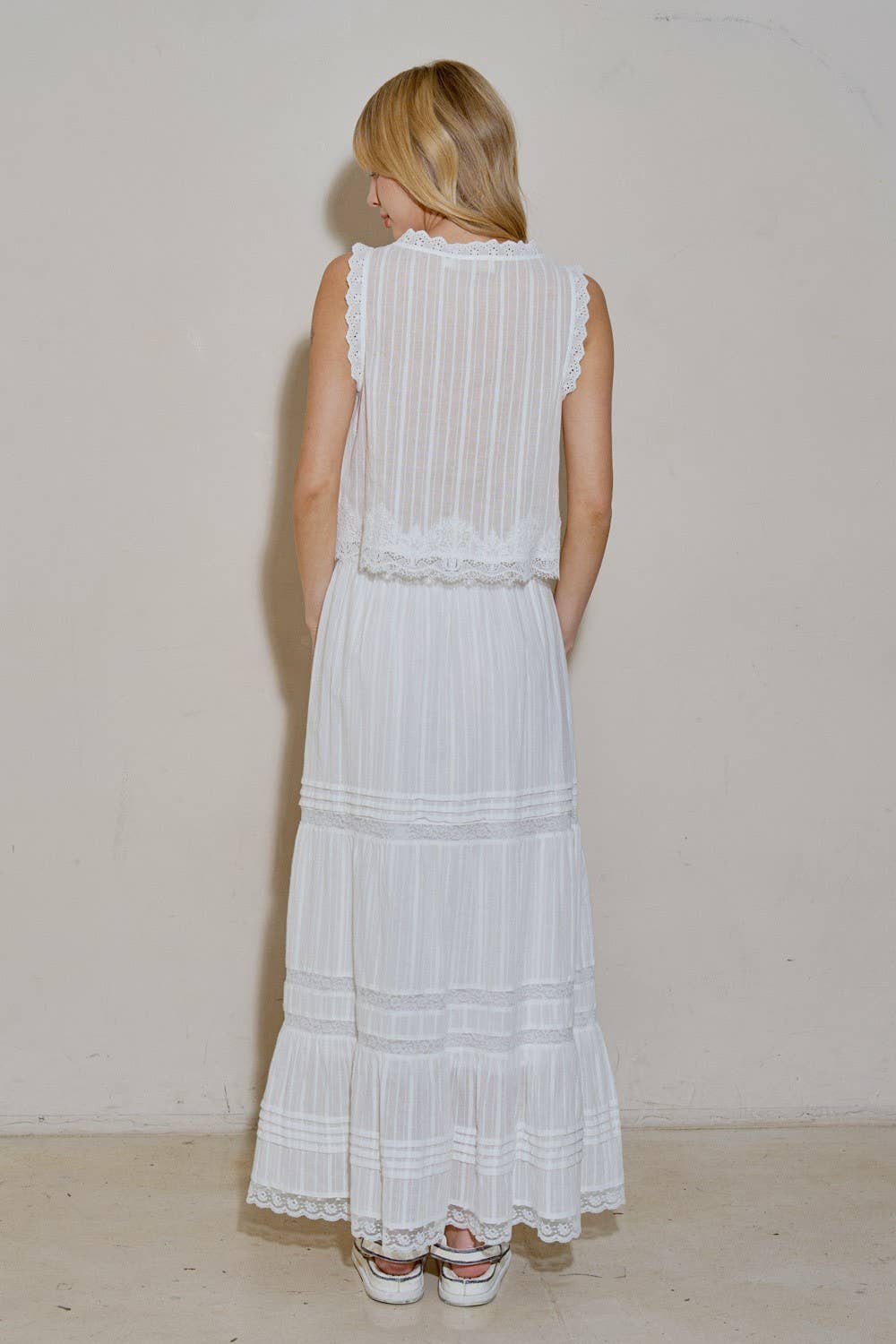 Woven Lace Tie-Front Top