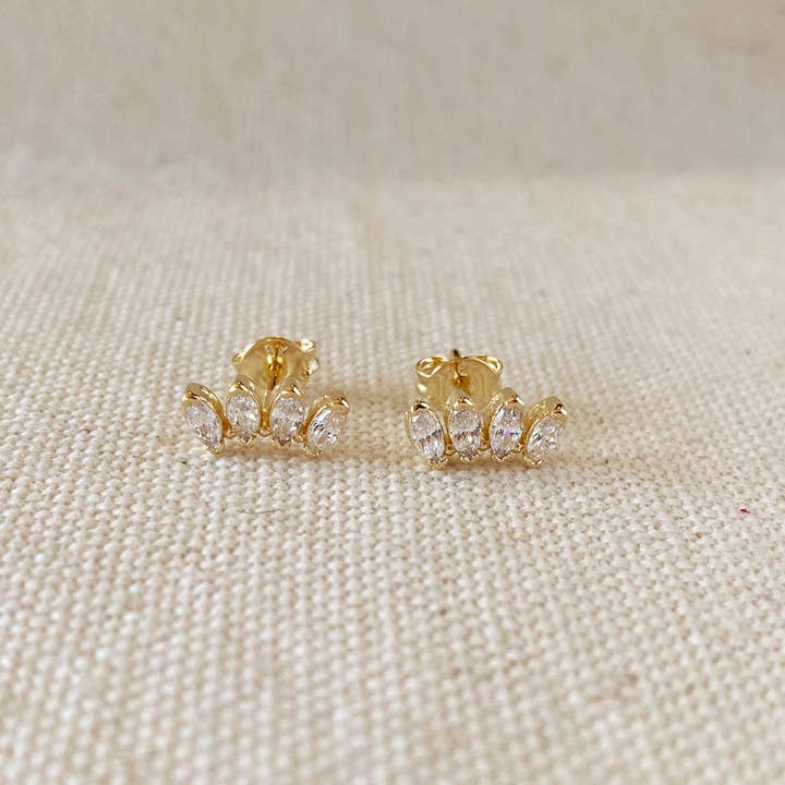 18k Gold Filled Slightly Curved Cubic Zirconia Stud