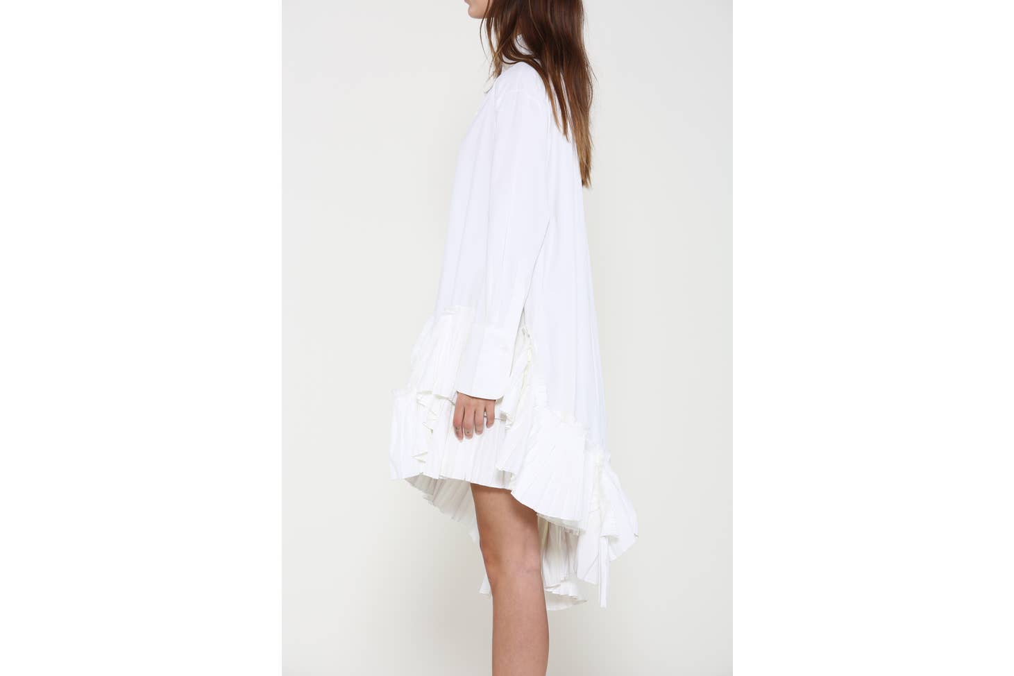 Asymmetrical Pleated Detail Hem Shirt Dress 4