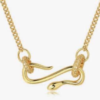 Snake Serpent Pendant Pavé Charm Necklace