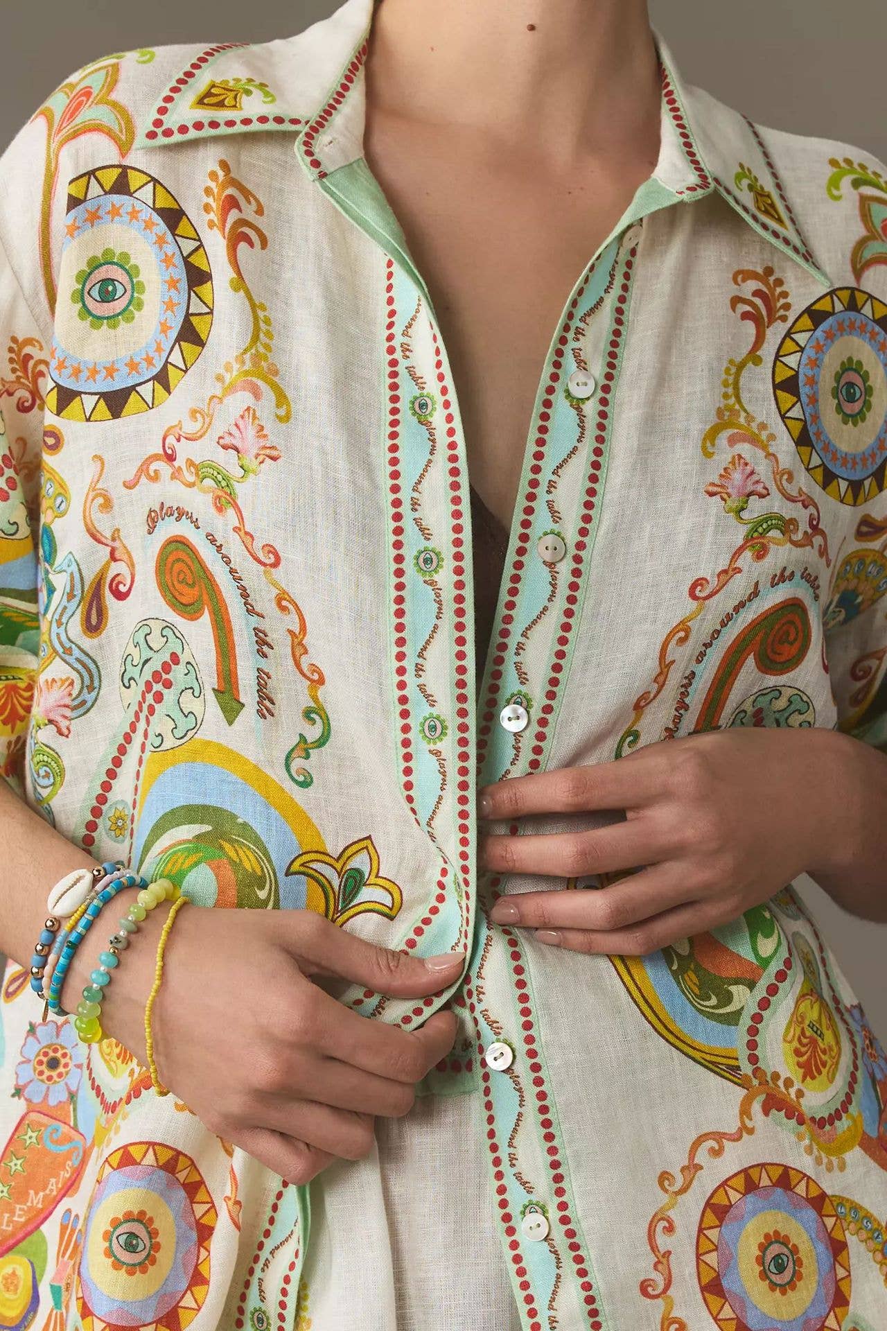 Boho Pinball Print Buttoned Shirt & Shorts Set