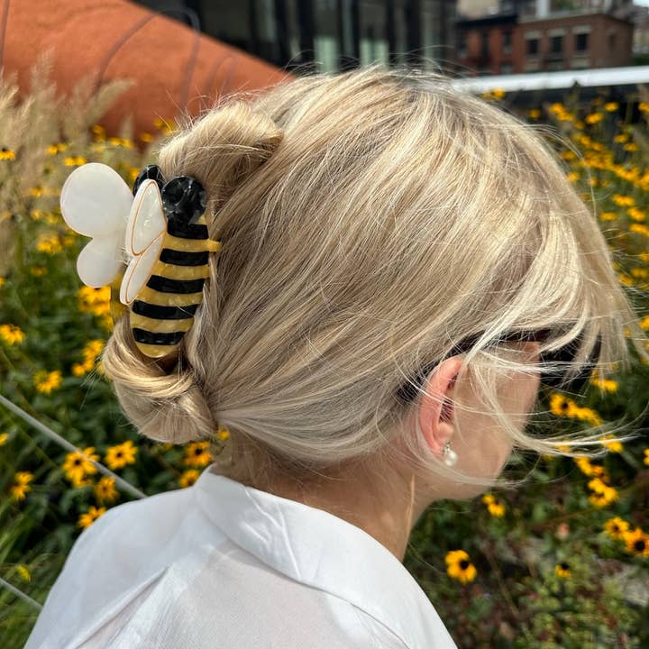 Hand-Painted Bee Claw Hair Clip