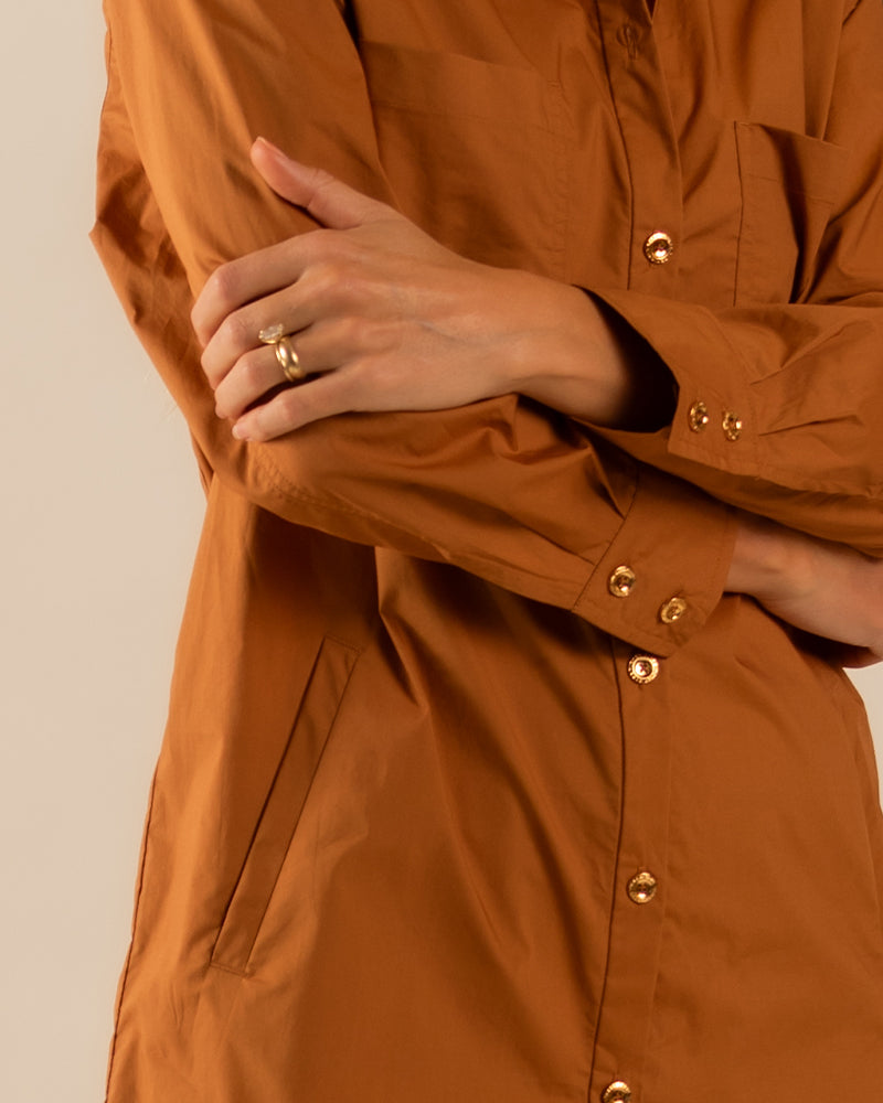 Basic Preslie Poplin Shirt Dress Terracotta 3