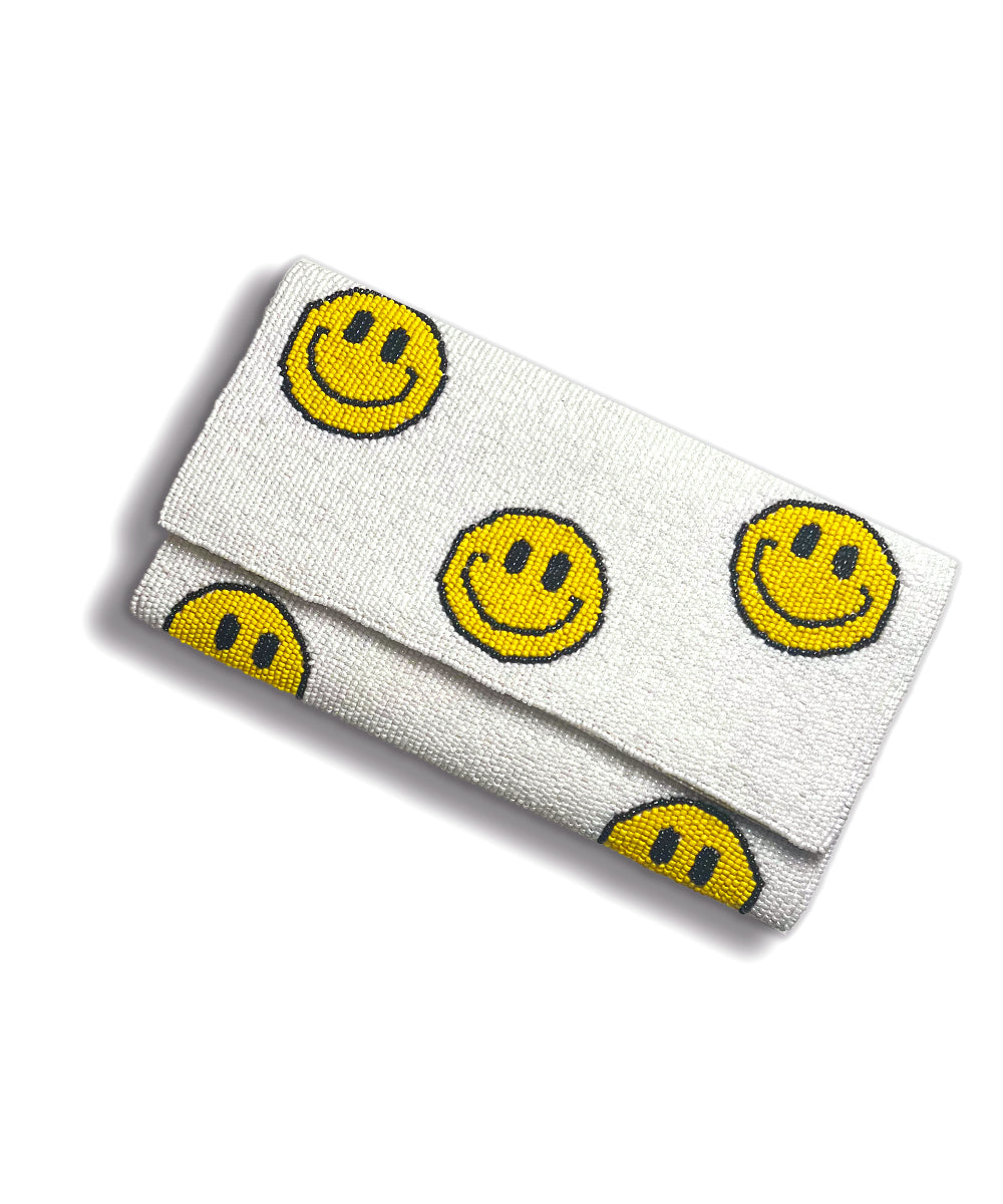 Happy Face Beaded Clutch Bag