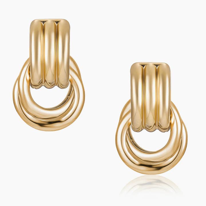 Double Knotted- Door Knocker- Two Tone Earring