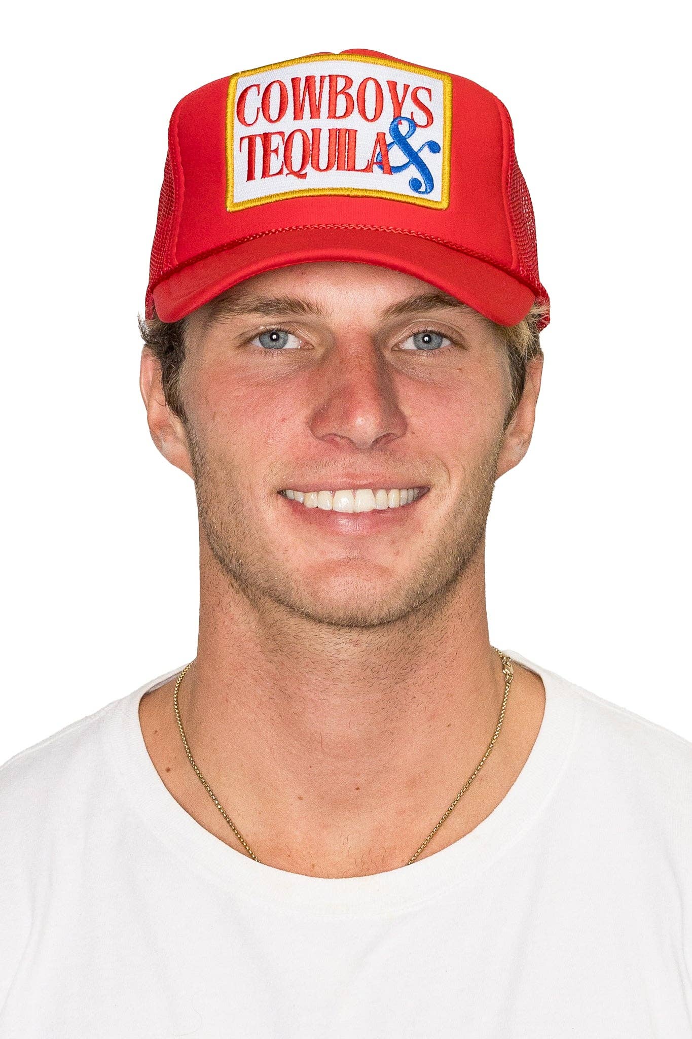 Cowboys & Tequila Trucker Hat in Red