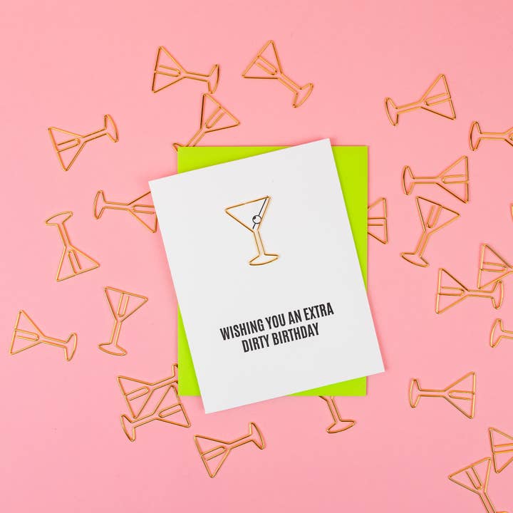 Extra Dirty Birthday Paper Clip Letterpress Greeting Card