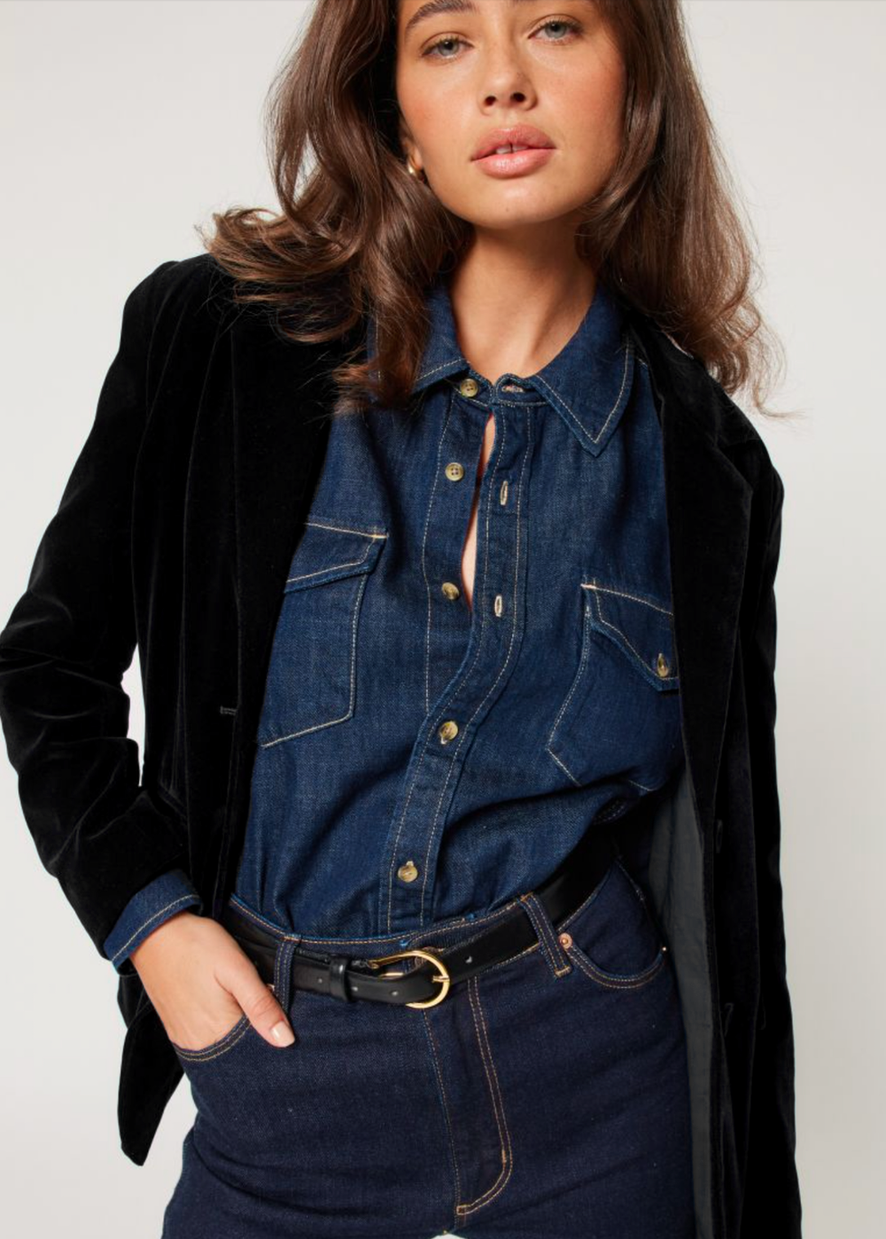 Dark Rinse Oversized Denim Shirt