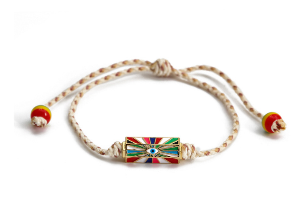Friendship Bracelet- Enamel Steel, Cord, Slider fit