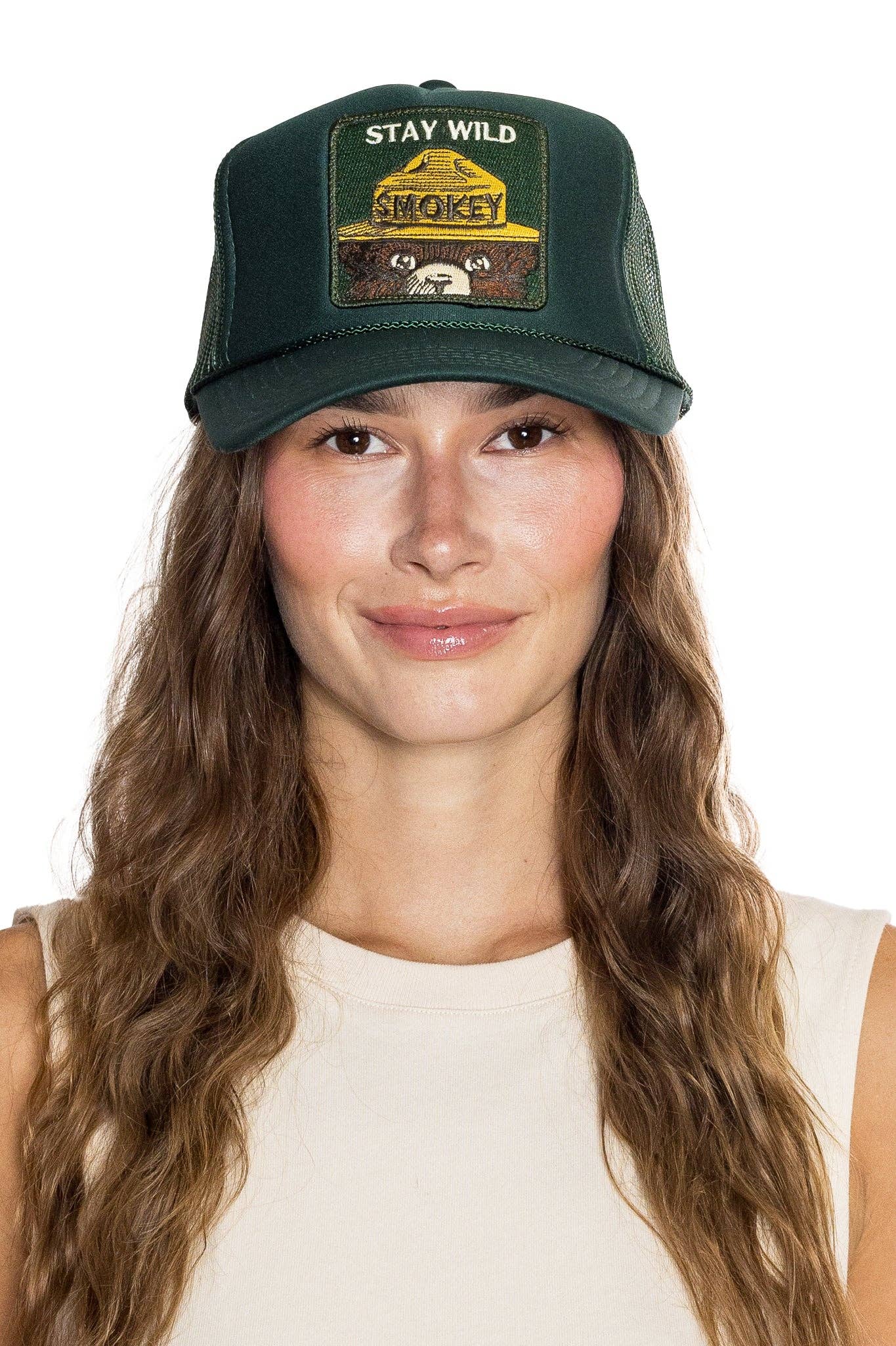 Stay Wild Trucker Hat in Deep Green