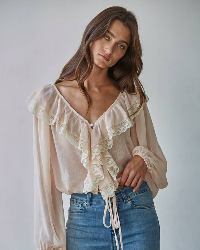 Long Sleeve Ruffle Top
