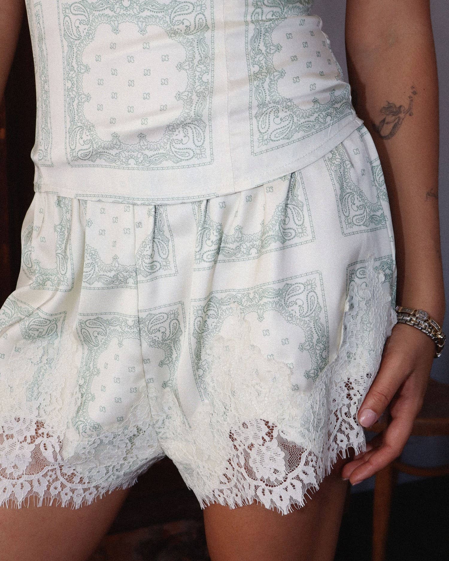 Lace Trim Flowy Shorts