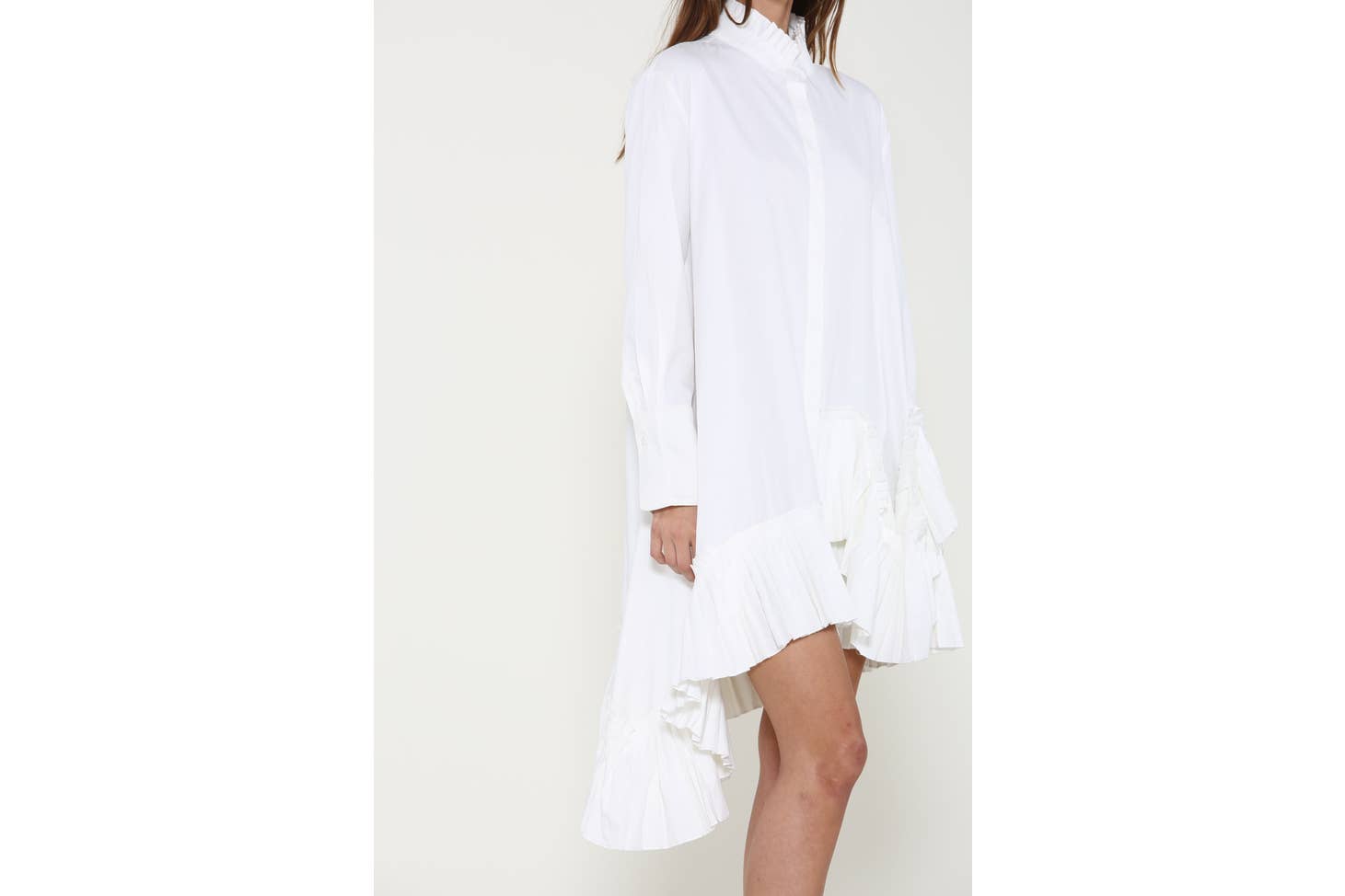 Asymmetrical Pleated Detail Hem Shirt Dress 5