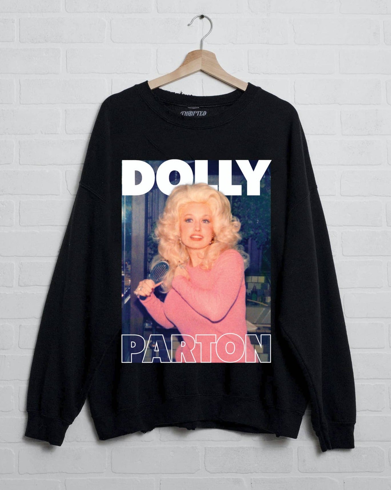 Dolly Parton in Pink Black Licensed Graphic Sweatshirt