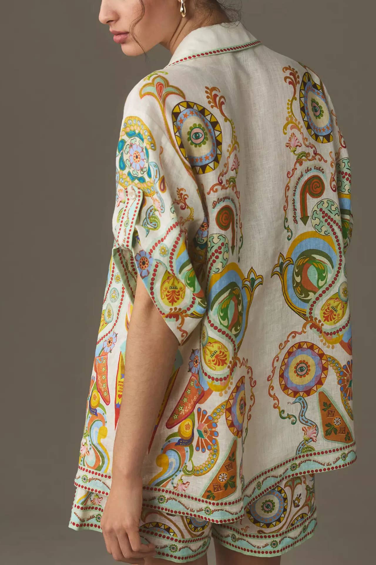 Boho Pinball Print Buttoned Shirt & Shorts Set
