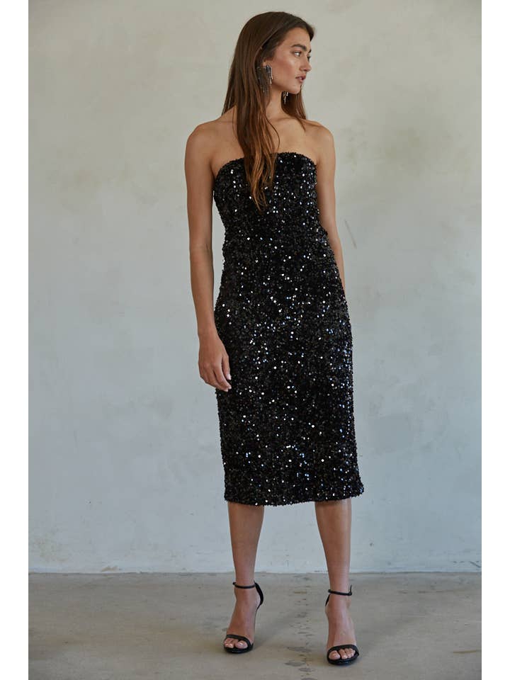 Black Sequin Party Dress