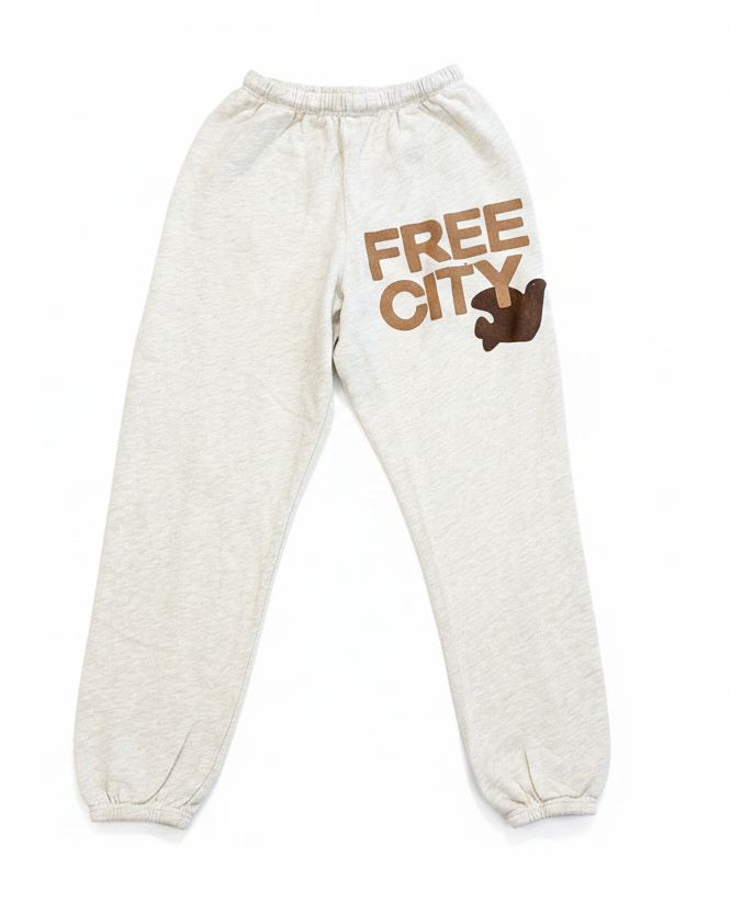 Free City Heather Cream Sweatpants Flat Lay
