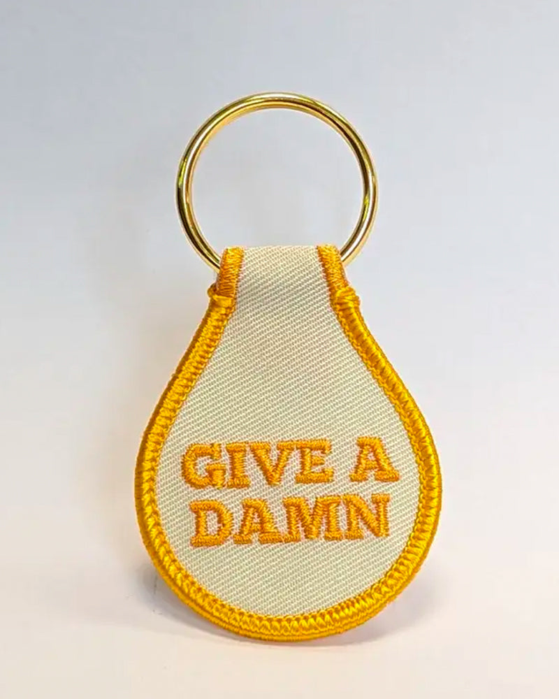 Give A Damn Embroidered Key Chain